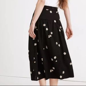 Madewell Black Floral Midi Skirt